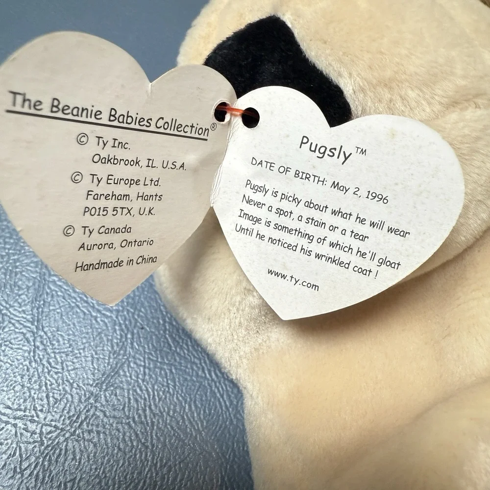 TY Original‎ Beanie Babies VTG Lot Of 3 Tiny Tag Error '98 Spunky '97 Pugsy '96